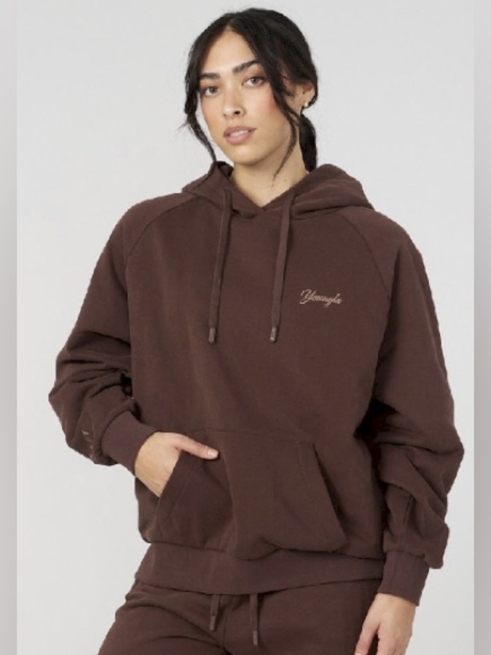 YoungLa YLA Sz Sm W516 Revolve Hoodie Chocolate Brown